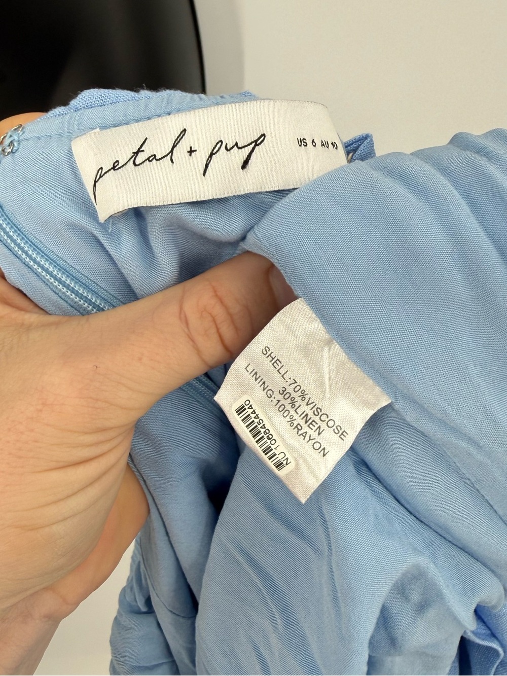 Petal + Pup Caitlin Linen Blend Mini Dress | Blue | Size 6 - Picture 8 of 9